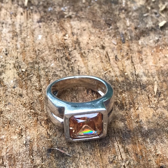 CZ Yellow Sterling Silver Men’s Ring - Picture 3 of 8